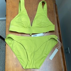 Everlane The Triangle Bikini Top and Bottom Bikini Set In green medium New